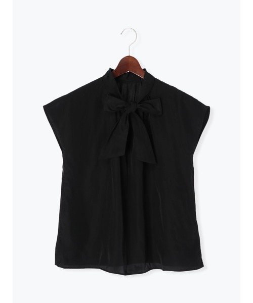 Te chichi（テチチ）の「デシン柄ボウタイブラウス（シャツ/ブラウス・レディース・ブラック/キャメル/ネイビー・ﾌﾘ-）」の7枚目の写真