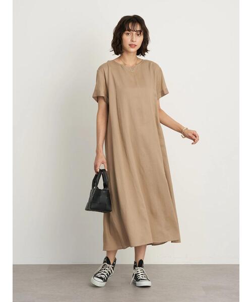 earth music&ecology(アースミュージックアンドエコロジー)の「レーヨンリネンフレアワンピース *(ワンピース・レディース・ブラック/ベージュ/ミント/ラベンダー・FREE)」の5枚目の写真