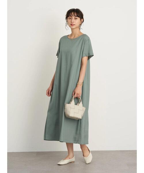 earth music&ecology(アースミュージックアンドエコロジー)の「レーヨンリネンフレアワンピース *(ワンピース・レディース・ブラック/ベージュ/ミント/ラベンダー・FREE)」の7枚目の写真