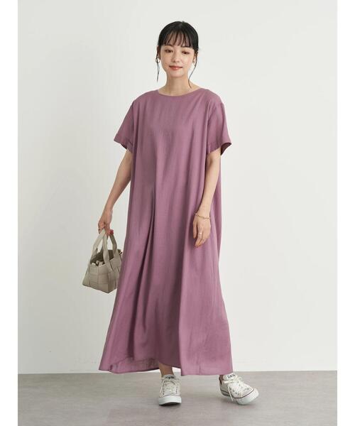 earth music&ecology(アースミュージックアンドエコロジー)の「レーヨンリネンフレアワンピース *(ワンピース・レディース・ブラック/ベージュ/ミント/ラベンダー・FREE)」の8枚目の写真