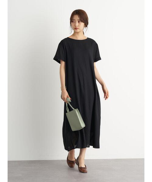 earth music&ecology(アースミュージックアンドエコロジー)の「レーヨンリネンフレアワンピース *(ワンピース・レディース・ブラック/ベージュ/ミント/ラベンダー・FREE)」の20枚目の写真