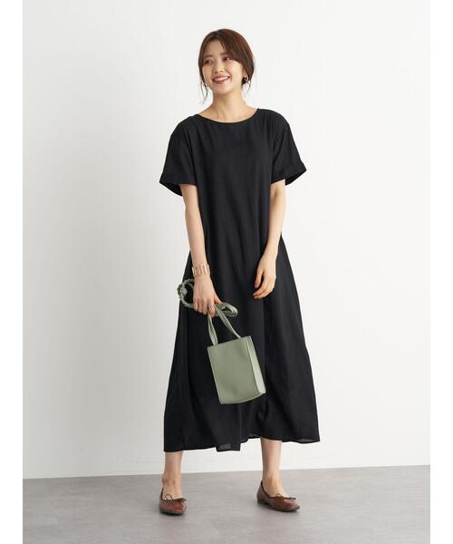 earth music&ecology(アースミュージックアンドエコロジー)の「レーヨンリネンフレアワンピース *(ワンピース・レディース・ブラック/ベージュ/ミント/ラベンダー・FREE)」の21枚目の写真