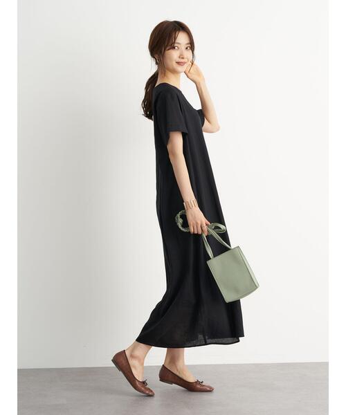 earth music&ecology(アースミュージックアンドエコロジー)の「レーヨンリネンフレアワンピース *(ワンピース・レディース・ブラック/ベージュ/ミント/ラベンダー・FREE)」の22枚目の写真