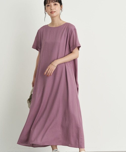 earth music&ecology(アースミュージックアンドエコロジー)の「レーヨンリネンフレアワンピース *(ワンピース・レディース・ブラック/ベージュ/ミント/ラベンダー・FREE)」の4枚目の写真