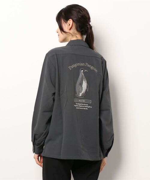 179/WG(イチナナキュウダブルジー)の「アニマルグラフィックシャツ(シャツ/ブラウス・レディース・チャコールグレー/ベージュ・MEDIUM)」の7枚目の写真