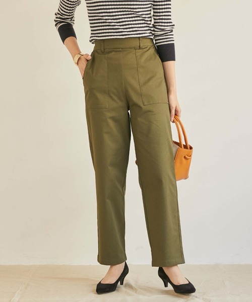 Doux archives（ドゥアルシーヴ）の「チノ　ベイカーテーパードパンツ（チノパンツ・レディース・ブラック/カーキ/ベージュ・LARGE/MEDIUM/SMALL）」の3枚目の写真