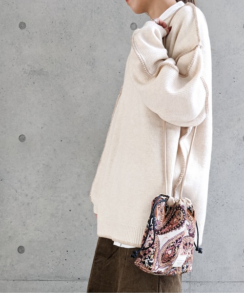 Per sist ence（パーシエンス）の「Per sist ence/パーシエンス　配色ステッチカーディガン（カーディガン/ボレロ・レディース・ベージュ/アイボリー/ブラック・FREE）」の8枚目の写真