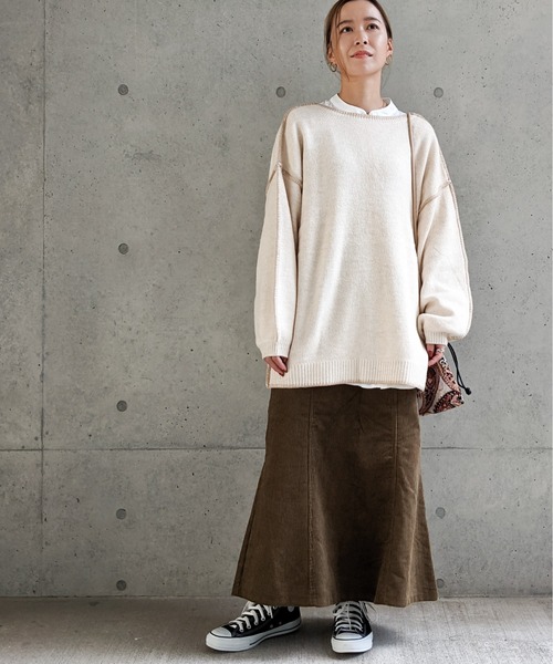 Per sist ence（パーシエンス）の「Per sist ence/パーシエンス　配色ステッチカーディガン（カーディガン/ボレロ・レディース・ベージュ/アイボリー/ブラック・FREE）」の11枚目の写真