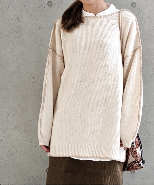 Per sist ence（パーシエンス）の「Per sist ence/パーシエンス　配色ステッチカーディガン（カーディガン/ボレロ・レディース・ベージュ/アイボリー/ブラック・FREE）」の19枚目の写真