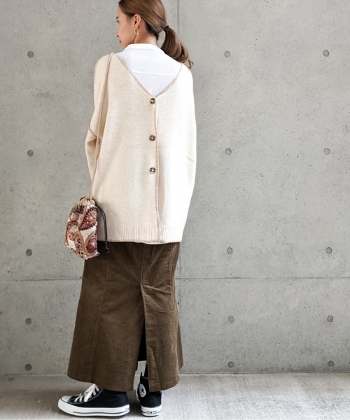 Per sist ence（パーシエンス）の「Per sist ence/パーシエンス　配色ステッチカーディガン（カーディガン/ボレロ・レディース・ベージュ/アイボリー/ブラック・FREE）」の21枚目の写真