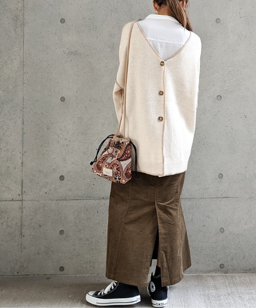Per sist ence（パーシエンス）の「Per sist ence/パーシエンス　配色ステッチカーディガン（カーディガン/ボレロ・レディース・ベージュ/アイボリー/ブラック・FREE）」の22枚目の写真