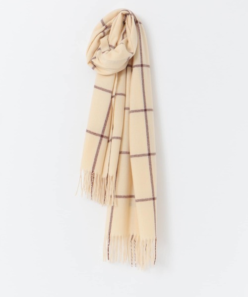 KBF（ケイビーエフ）の「ウィンドペンチェックストール（マフラー・レディース・ベージュ/ブラウン/ブルー・ONE）」の7枚目の写真