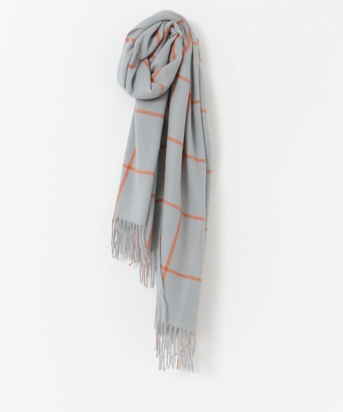 KBF（ケイビーエフ）の「ウィンドペンチェックストール（マフラー・レディース・ベージュ/ブラウン/ブルー・ONE）」の4枚目の写真