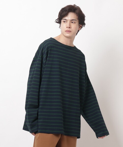 BASECONTROL（ベースコントロール）の「◆HORIZON DREAM ビッグシルエット バスクシャツ ボーダーロンT（Tシャツ/カットソー・メンズ・ライトブルー/ブラック/ダークグリーン/アイボリー/グレー系その他/ブラック系/アイボリー系/ネイビー系・03/02）」の8枚目の写真
