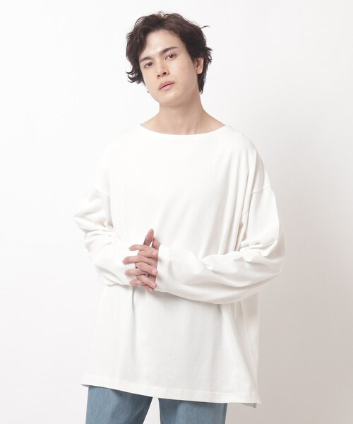 BASECONTROL（ベースコントロール）の「◆HORIZON DREAM ビッグシルエット バスクシャツ ボーダーロンT（Tシャツ/カットソー・メンズ・ライトブルー/ブラック/ダークグリーン/アイボリー/グレー系その他/ブラック系/アイボリー系/ネイビー系・03/02）」の2枚目の写真