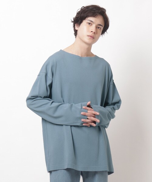 BASECONTROL（ベースコントロール）の「◆HORIZON DREAM ビッグシルエット バスクシャツ ボーダーロンT（Tシャツ/カットソー・メンズ・ライトブルー/ブラック/ダークグリーン/アイボリー/グレー系その他/ブラック系/アイボリー系/ネイビー系・03/02）」の7枚目の写真