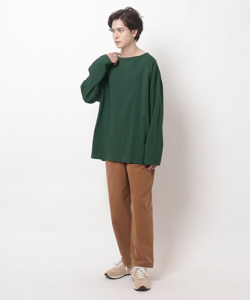 BASECONTROL（ベースコントロール）の「◆HORIZON DREAM ビッグシルエット バスクシャツ ボーダーロンT（Tシャツ/カットソー・メンズ・ライトブルー/ブラック/ダークグリーン/アイボリー/グレー系その他/ブラック系/アイボリー系/ネイビー系・03/02）」の16枚目の写真