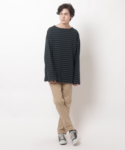 BASECONTROL（ベースコントロール）の「◆HORIZON DREAM ビッグシルエット バスクシャツ ボーダーロンT（Tシャツ/カットソー・メンズ・ライトブルー/ブラック/ダークグリーン/アイボリー/グレー系その他/ブラック系/アイボリー系/ネイビー系・03/02）」の19枚目の写真