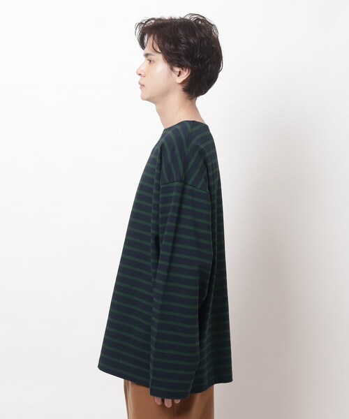 BASECONTROL（ベースコントロール）の「◆HORIZON DREAM ビッグシルエット バスクシャツ ボーダーロンT（Tシャツ/カットソー・メンズ・ライトブルー/ブラック/ダークグリーン/アイボリー/グレー系その他/ブラック系/アイボリー系/ネイビー系・03/02）」の20枚目の写真