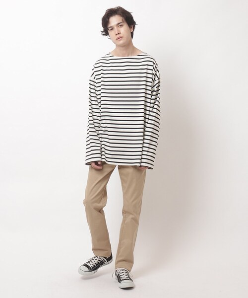 BASECONTROL（ベースコントロール）の「◆HORIZON DREAM ビッグシルエット バスクシャツ ボーダーロンT（Tシャツ/カットソー・メンズ・ライトブルー/ブラック/ダークグリーン/アイボリー/グレー系その他/ブラック系/アイボリー系/ネイビー系・03/02）」の21枚目の写真