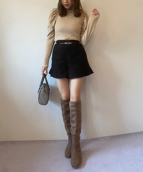 OLIVE des OLIVE（オリーブデオリーブ）の「裾ラッフルベルト付ショートパンツ（その他パンツ・レディース・オフホワイト/ブラック/アイボリー・FREE）」の18枚目の写真