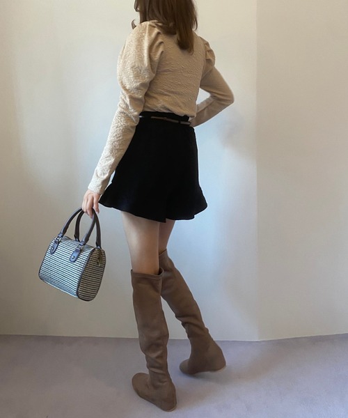 OLIVE des OLIVE（オリーブデオリーブ）の「裾ラッフルベルト付ショートパンツ（その他パンツ・レディース・オフホワイト/ブラック/アイボリー・FREE）」の5枚目の写真