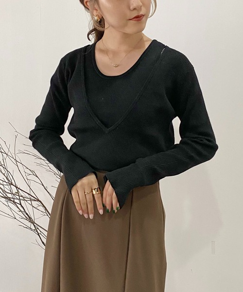 CAPRICIEUX LE'MAGE（カプリシューレマージュ）の「マルチWAYアンサンブル（ニット/セーター・レディース・ブラック/グレイッシュベージュ/キャメル・FREE）」の5枚目の写真