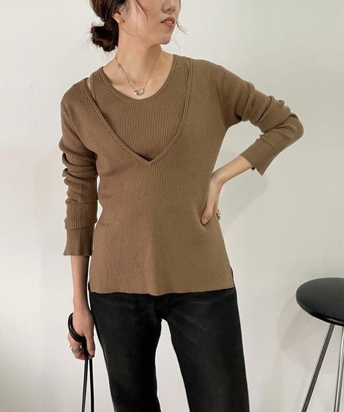 CAPRICIEUX LE'MAGE（カプリシューレマージュ）の「マルチWAYアンサンブル（ニット/セーター・レディース・ブラック/グレイッシュベージュ/キャメル・FREE）」の18枚目の写真