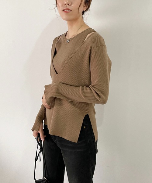 CAPRICIEUX LE'MAGE（カプリシューレマージュ）の「マルチWAYアンサンブル（ニット/セーター・レディース・ブラック/グレイッシュベージュ/キャメル・FREE）」の13枚目の写真