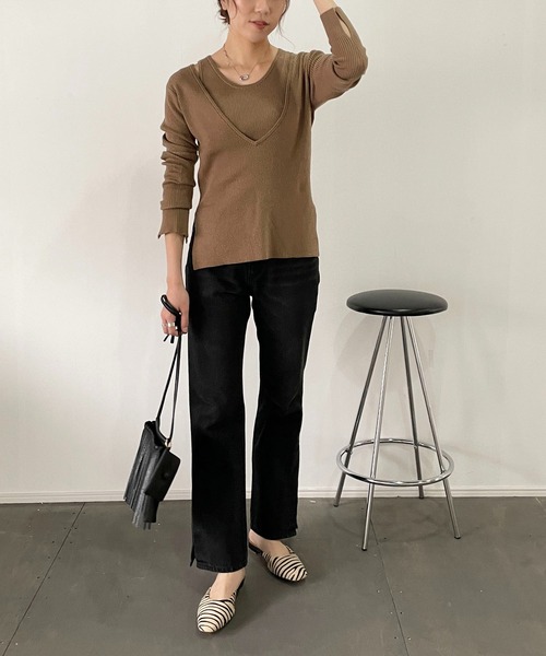 CAPRICIEUX LE'MAGE（カプリシューレマージュ）の「マルチWAYアンサンブル（ニット/セーター・レディース・ブラック/グレイッシュベージュ/キャメル・FREE）」の14枚目の写真