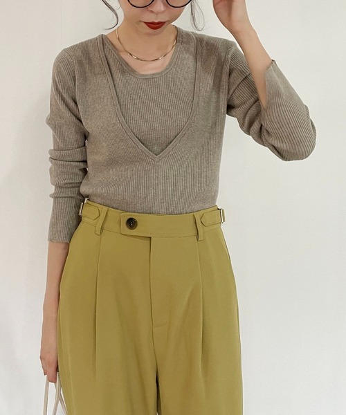 CAPRICIEUX LE'MAGE（カプリシューレマージュ）の「マルチWAYアンサンブル（ニット/セーター・レディース・ブラック/グレイッシュベージュ/キャメル・FREE）」の8枚目の写真