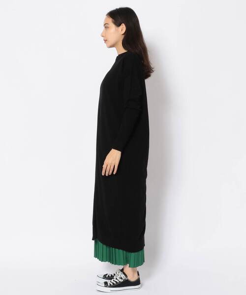 EN'DAY（エンディ）の「EN'DAY(エンディ)プリーツレイヤードニットワンピース（ワンピース・レディース・ブラック/モカ/レッド・FREE）」の2枚目の写真