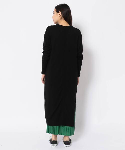 EN'DAY（エンディ）の「EN'DAY(エンディ)プリーツレイヤードニットワンピース（ワンピース・レディース・ブラック/モカ/レッド・FREE）」の5枚目の写真