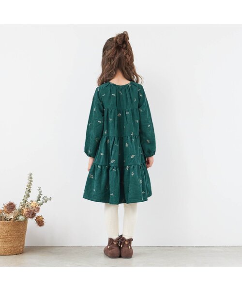 apres les cours(アプレレクール)の「WEB限定 花柄 コール天ティアードワンピース(ワンピース・キッズ・ラベンダー/ブラウン/アイボリー/ダークグリーン・110/140/80/100/130/120/90)」の6枚目の写真