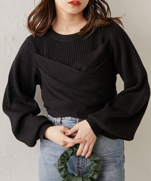 Chico（チコ）の「リボンレイヤード風ボリューム袖ニット（ニット