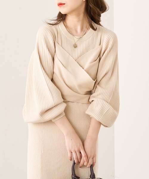 Chico（チコ）の「リボンレイヤード風ボリューム袖ニット（ニット