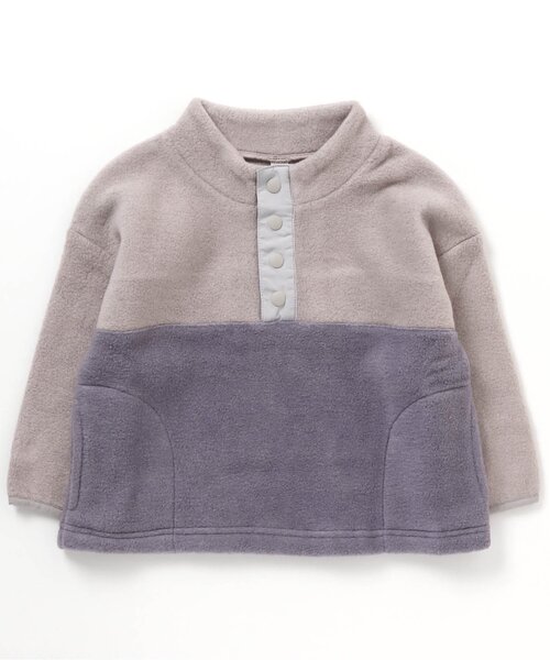 apres les cours（アプレレクール）の「フリースアノラックトレーナー（スウェット・キッズ・サックスブルー/チャコール・90/100/110/120/80/130）」の2枚目の写真