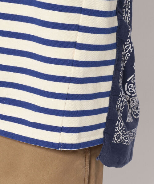 CAL O LINE(キャルオーライン)の「KOTSUBO × CAL O LINE/コツボ×キャルオーライン BANDANA BASQUE BORDER S/S T バンダナバスクボーダーショートスリーブティー CKTW-211(Tシャツ/カットソー・メンズ・ブルー・LARGE)」の4枚目の写真