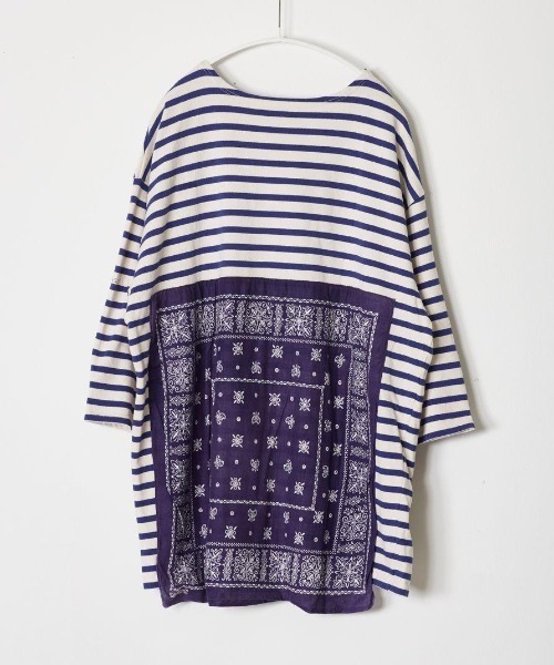 CAL O LINE(キャルオーライン)の「KOTSUBO × CAL O LINE/コツボ×キャルオーライン BANDANA BASQUE BORDER S/S T バンダナバスクボーダーショートスリーブティー CKTW-211(Tシャツ/カットソー・メンズ・ブルー・LARGE)」の2枚目の写真