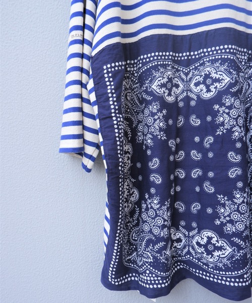 CAL O LINE(キャルオーライン)の「KOTSUBO × CAL O LINE/コツボ×キャルオーライン BANDANA BASQUE BORDER S/S T バンダナバスクボーダーショートスリーブティー CKTW-211(Tシャツ/カットソー・メンズ・ブルー・LARGE)」の15枚目の写真