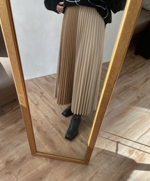 切替合皮プリーツスカート