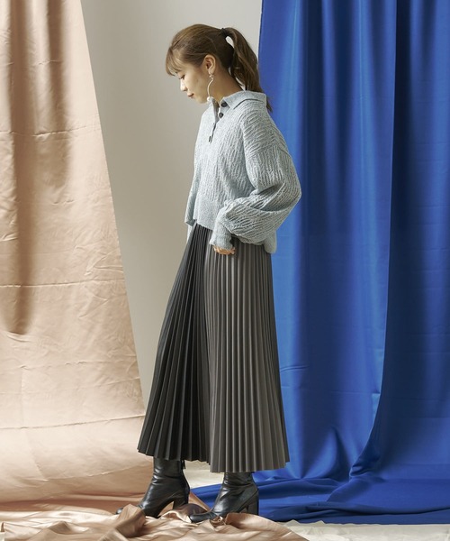 mona Belinda（モナベリンダ）の「切替合皮プリーツスカート（スカート・レディース・グレー/ライトベージュ・FREE）」の20枚目の写真