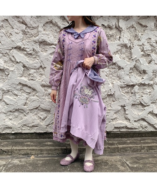 【PINK HOUSE】 バイオレットレース使いチュニックブラウス F PINK HOUSE（ピンクハウス）の「ローズチュールレース使いブラウス