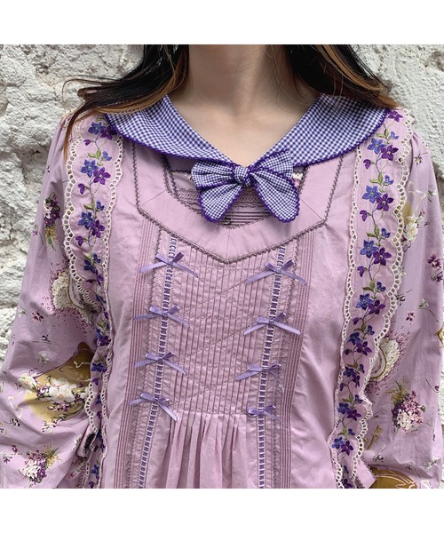PINK HOUSE（ピンクハウス）の「バイオレットレース使いタブリエ  