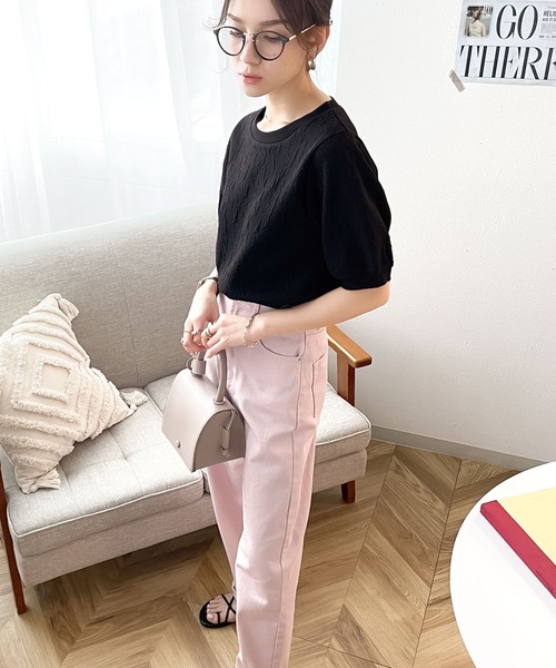 classicalelf（クラシカルエルフ）の「1枚で主役級。アルファベットジャガードbigシルエットプルオーバー（Tシャツ/カットソー・レディース・ホワイト/ブラック/ベージュ系その他・SMALL/MEDIUM/LARGE/X-LARGE）」の8枚目の写真