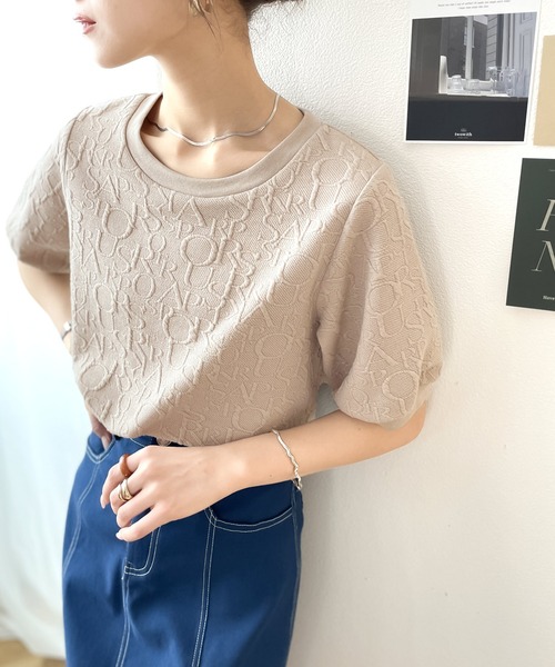 classicalelf（クラシカルエルフ）の「1枚で主役級。アルファベットジャガードbigシルエットプルオーバー（Tシャツ/カットソー・レディース・ホワイト/ブラック/ベージュ系その他・SMALL/MEDIUM/LARGE/X-LARGE）」の13枚目の写真