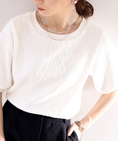 classicalelf（クラシカルエルフ）の「1枚で主役級。アルファベットジャガードbigシルエットプルオーバー（Tシャツ/カットソー・レディース・ホワイト/ブラック/ベージュ系その他・SMALL/MEDIUM/LARGE/X-LARGE）」の17枚目の写真