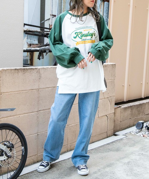 WEGO(ウィゴー)の「WEGO/ラグランBIGロンT(Tシャツ/カットソー・レディース・ネイビー/グリーン/ブラック系その他/ピンク・MEDIUM/SMALL)」の15枚目の写真