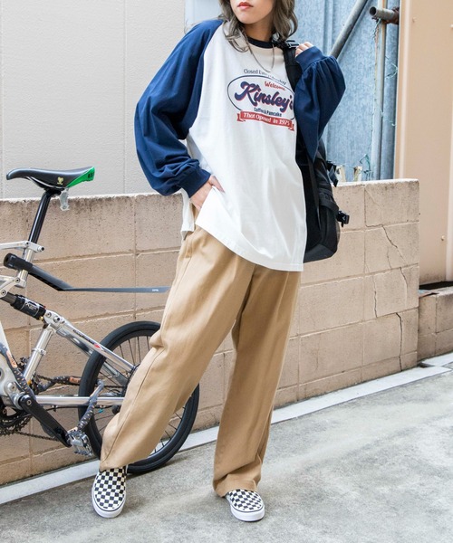 WEGO(ウィゴー)の「WEGO/ラグランBIGロンT(Tシャツ/カットソー・レディース・ネイビー/グリーン/ブラック系その他/ピンク・MEDIUM/SMALL)」の6枚目の写真