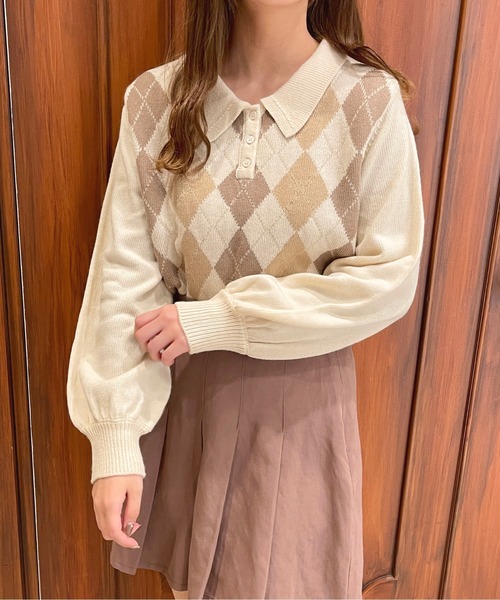 apres jour（アプレジュール）の「アーガイルポロ【ZOZOTOWN限定アイテム】（ニット/セーター・レディース・アイボリー/ブラック/ライトピンク・フリー/X-LARGE）」の13枚目の写真